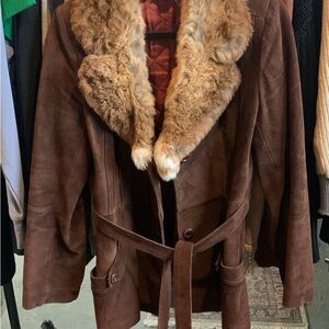 Vintage Opera suede jacket with rabbit fur